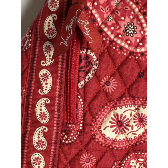Vera Bradley Backpack Womens Red Pink Paisley Quilted Cotton Drawstring Bag - Picture 3 of 7
